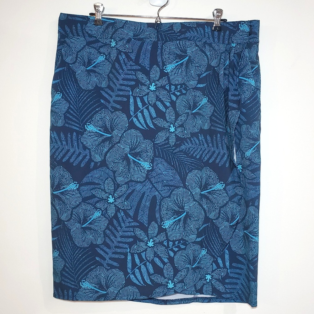 Rip Skirt Hawaii Wrap Skirt Size XL Maui Moonlight Blue Floral‎ Print Length 3